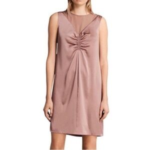 All Saints Nuri Slip Dress Size 6 Dusty Rose Pink Sleeveless Evening Casual